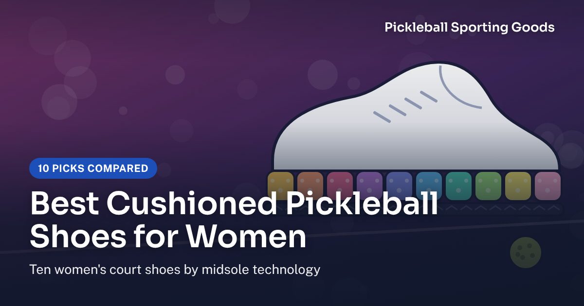 Best cushioned pickleball shoes for women: illustration of a court shoe with a ten-colour foam midsole