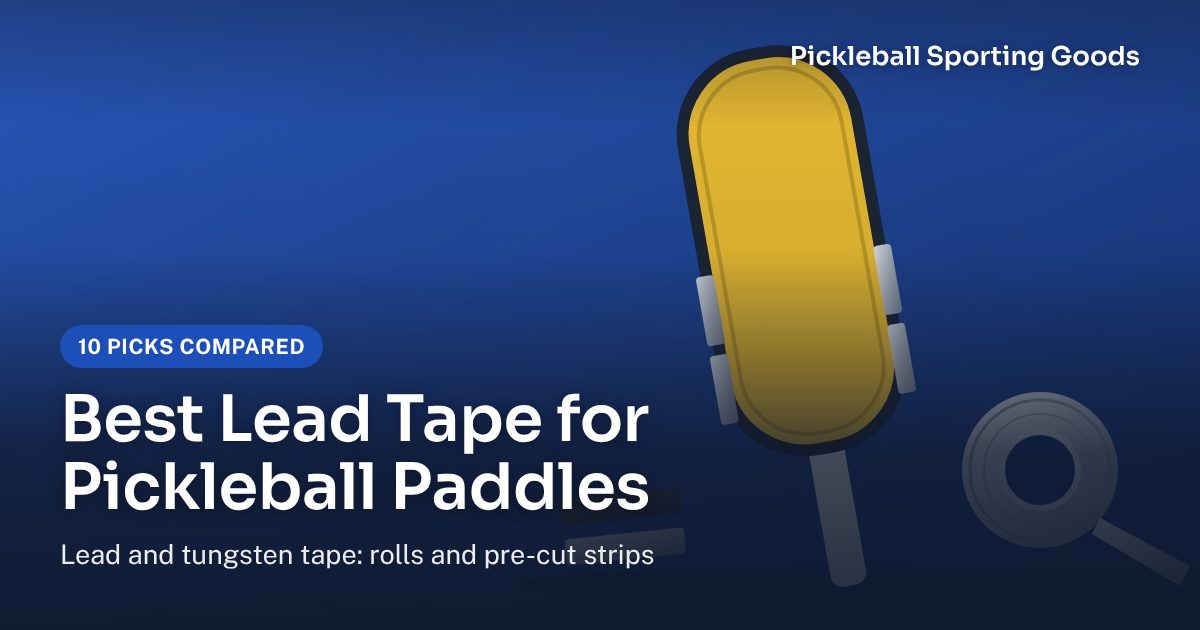 Illustration of a pickleball paddle with weighting tape strips on its edges beside a roll of tape