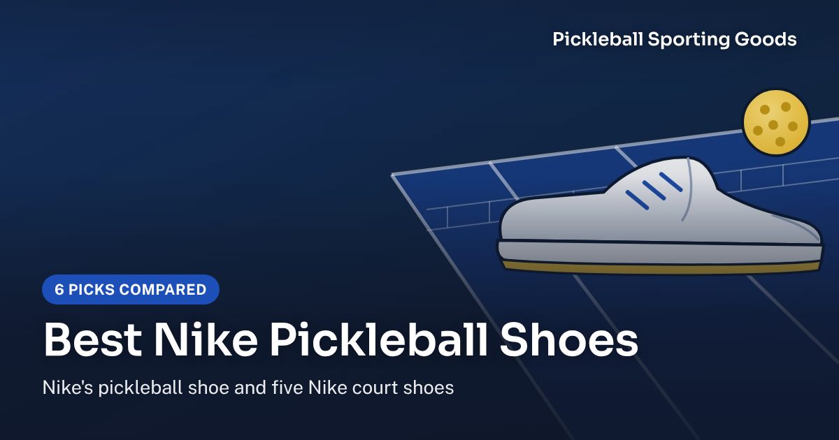 Illustrated court shoe on a blue pickleball court with a yellow ball