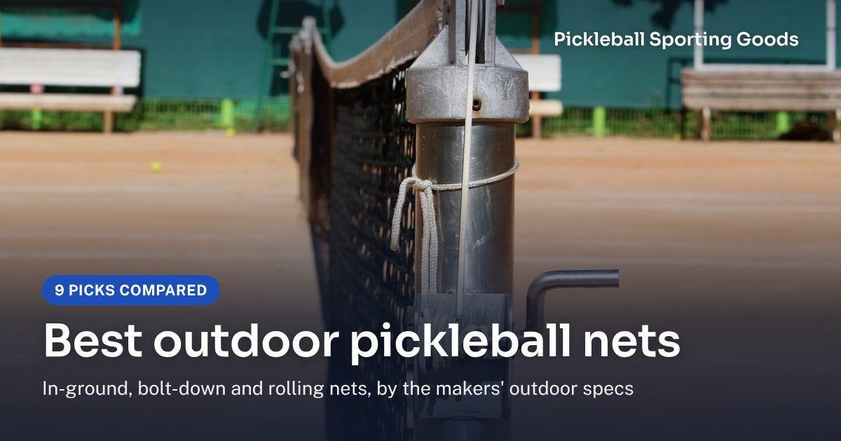 Outdoor tennis-style net post with a crank winder on a clay court