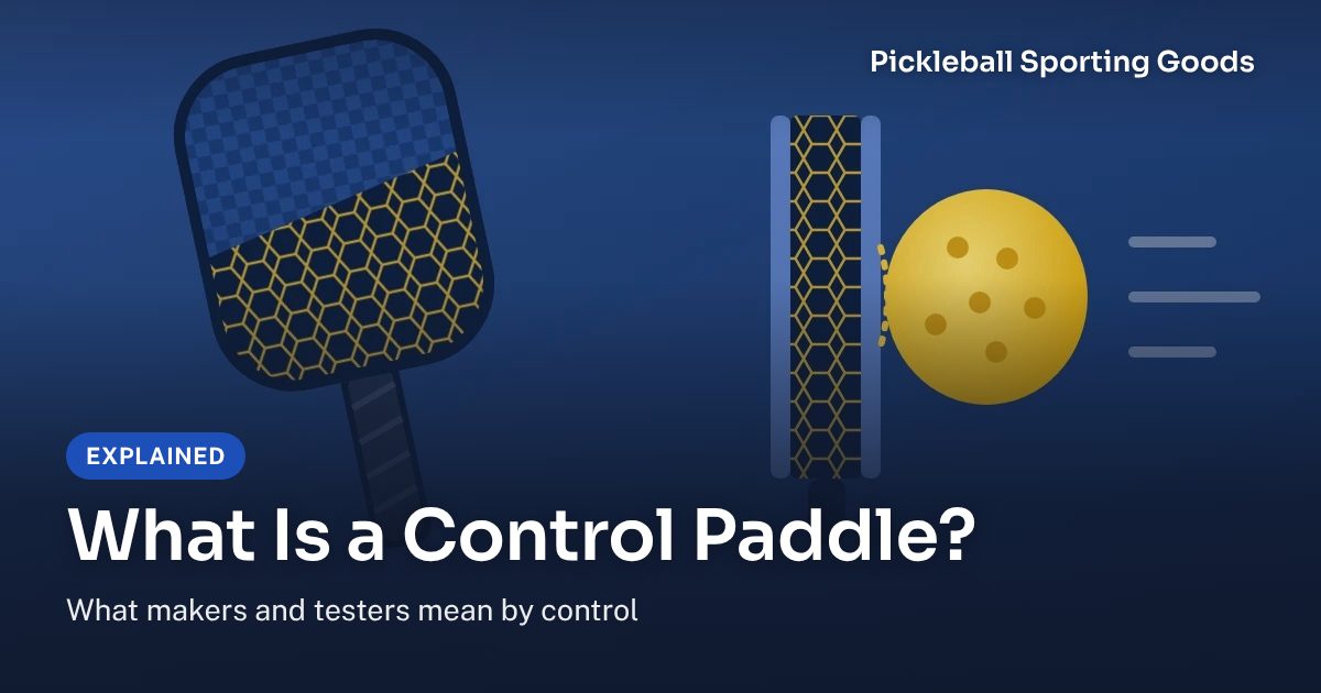 Title card: a paddle face with a honeycomb core and a side view of a thick paddle core with a ball on the face